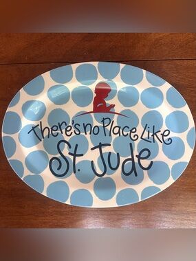 Coton Colors St Jude Platter Polka Dot “No Place Like St Jude” 13.75” Unique